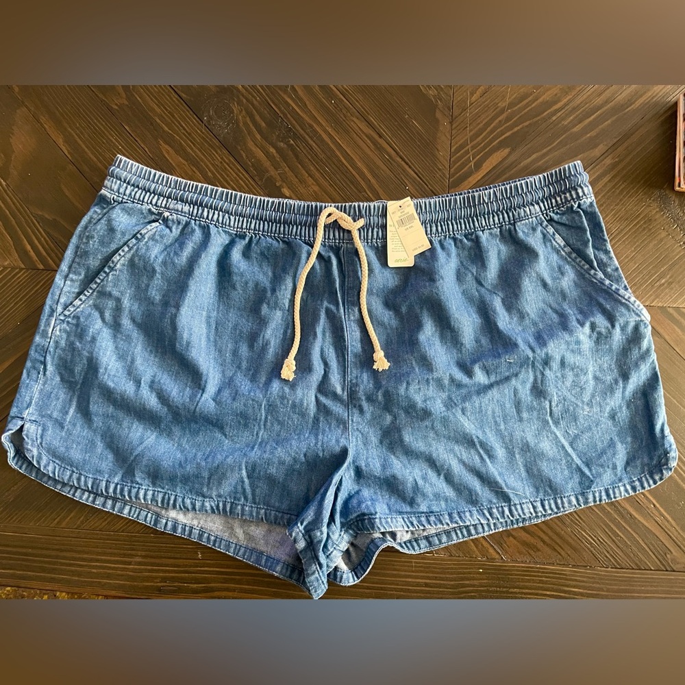 Aerie Drawstring Pull On Blue Denim Short